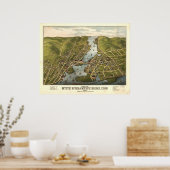 ミスティックリバーコネチカット1879パノラママップ ポスター (キッチン)