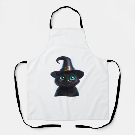 ミスティック子猫 – ハロウィンクラシック猫Tシャツ エプロン (正面)