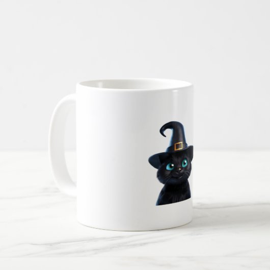 ミスティック子猫 – ハロウィンクラシック猫Tシャツ コーヒーマグカップ (正面左)