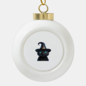 ミスティック子猫 – ハロウィンクラシック猫Tシャツ セラミックボールオーナメント (正面)