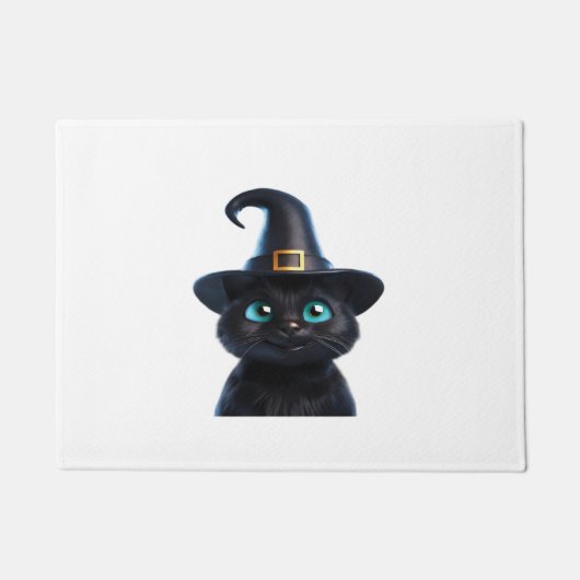 ミスティック子猫 – ハロウィンクラシック猫Tシャツ ドアマット (正面)