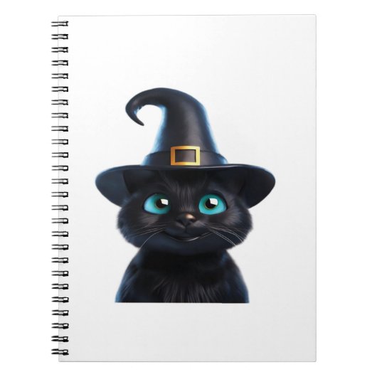 ミスティック子猫 – ハロウィンクラシック猫Tシャツ ノートブック (正面)