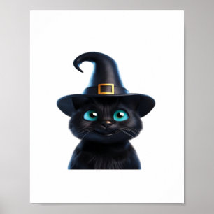 ミスティック子猫 – ハロウィンクラシック猫Tシャツ ポスター