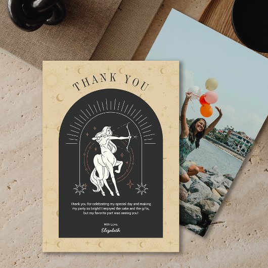 ミスティック射手座〔占星術の〕十二宮図アーチサンキューカード 招待状