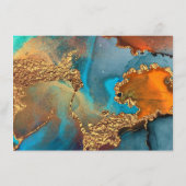 ミスティック抽象芸術ティール（緑がかった色）金ゴールドホテル宿泊施設 エンクロージャーカード (裏面)