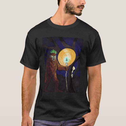 ミスティック・ウェアアバーツ - サスカッチとエイリアン Tシャツ (正面)