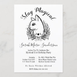 ミスティック·キャット21歳誕生日魔法ハロウィーン月相 招待状