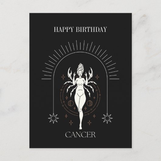 ミスティック・キャンサー・ゾディアック・ホロスコープの誕生日おめでとう ポストカード (正面)