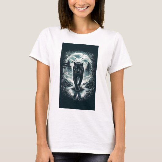 ミスティック ブラックパンサー - 霧の森の守護者 Tシャツ (正面)