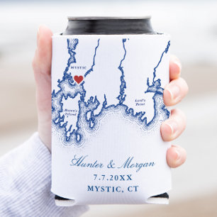 ミスティックCTマップエレガントネイビーブルー結婚式の引き出物 缶クーラー