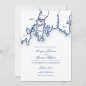 ミスティックCTマップエレガントネイビー結婚ブルー 招待状 (正面)
