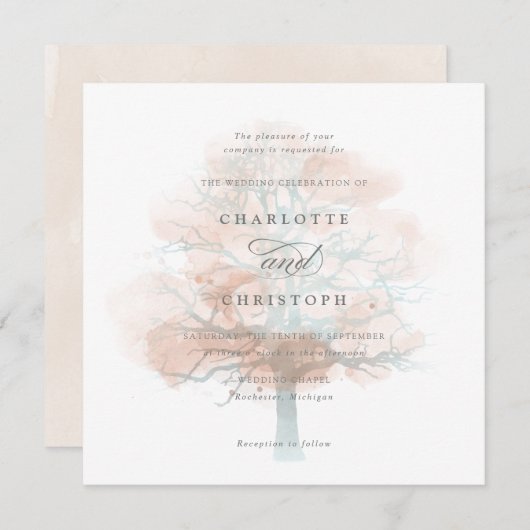 ミスティツリー結婚式招待状 招待状 (正面/裏面)