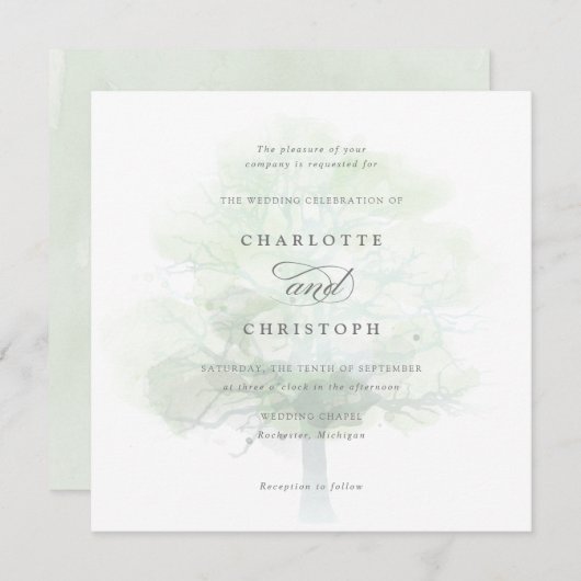 ミスティツリー結婚式招待状 招待状 (正面/裏面)