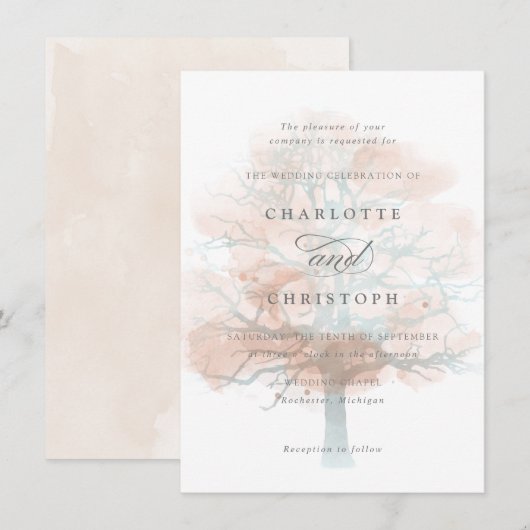 ミスティツリー結婚式招待状 招待状 (正面/裏面)