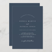 ミスティネイビーミニマル結婚式招待状 招待状 (正面/裏面)