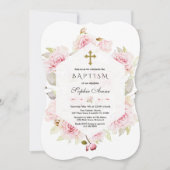 ミスティバラかわいらし赤面フローラ幾何バプテスマ 招待状 (正面)