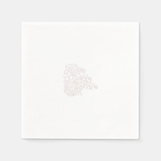 ミスティバラ、フラッシュマホガニー、装飾デザイン スタンダードカクテルナプキン (正面)