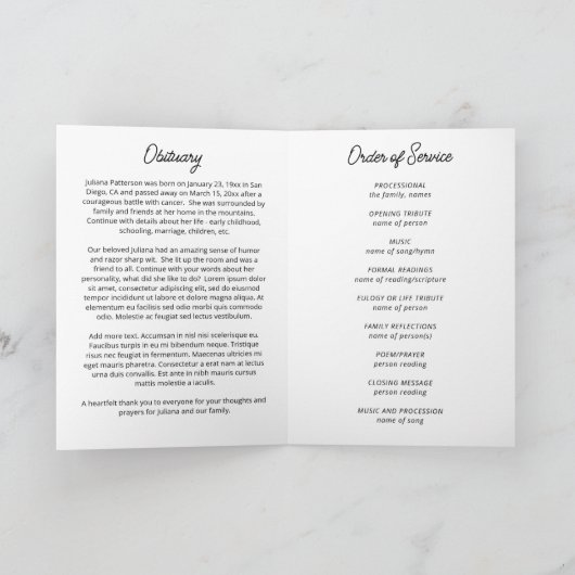 ミスティパインフォレストお祝いの葬式 プログラム (内部)