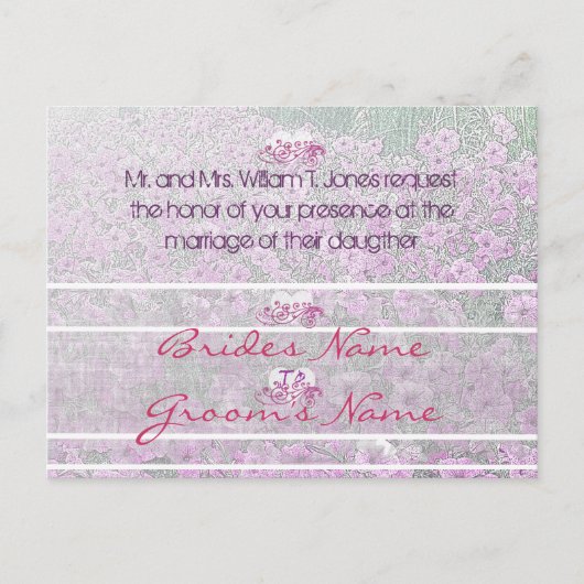 ミスティパープルペチュニアスウェディング招待状 インビテーションポストカード (正面)