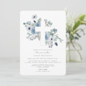 ミスティブルースクロスバプテスマ《キリスト教》洗礼式や命名式招待状 招待状 (スタンド正面)