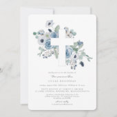 ミスティブルースクロスバプテスマ《キリスト教》洗礼式や命名式招待状 招待状 (正面)