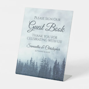 ミスティブルーパインの木々お願いゲストブックにサイン 台座サイン