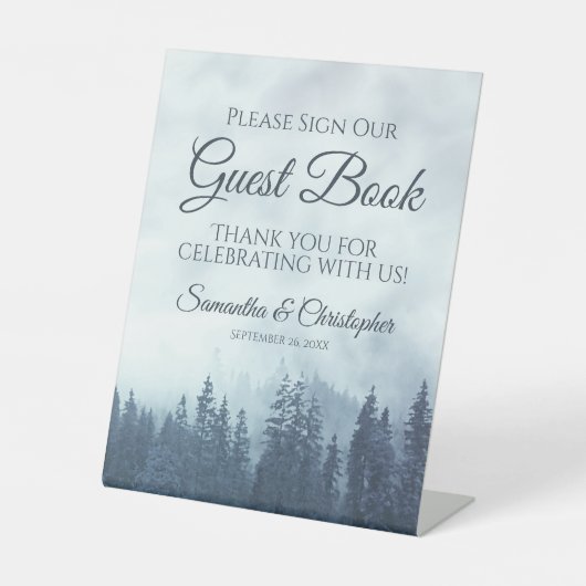 ミスティブルーパインの木々お願いゲストブックにサイン 台座サイン (正面)