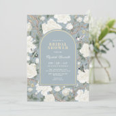 ミスティブルーホワイトチノワセリーフローラブライダルシャワー 招待状 (スタンド正面)