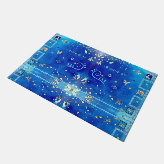 ミスティブルーメキシカンアートラグジュアリーデコール ドアマット (アングル)