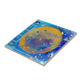 ミスティブルー&ゴールデンメキシカンアートラグジュアリーデコール タイル (側面)