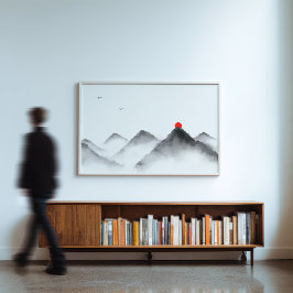 ミスティマウンテンサンライズアートゼンランドスケーププリント フォトプリント           