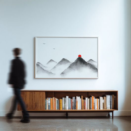 ミスティマウンテンサンライズアートゼンランドスケーププリント フォトプリント           