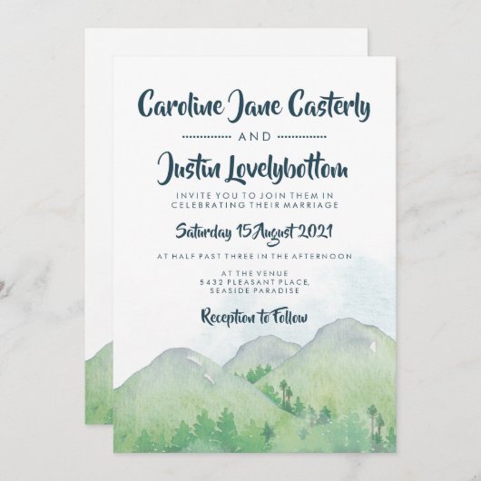 ミスティマウンテンスウォー結婚ターカラーズ 招待状 (正面/裏面)