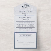 ミスティマウンテンブルーグレイエレガントホワイト オールインワン招待状 (内側)