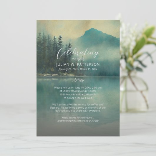 ミスティマウンテンレイクお祝いの写真 招待状 (スタンド正面)