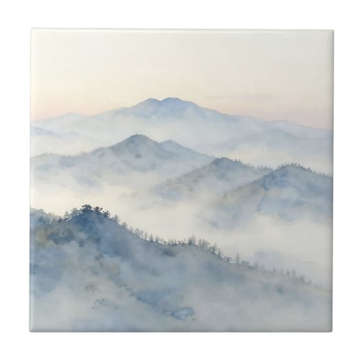 ミスティマウンテン水彩風景 タイル (正面)
