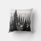 ミスティモノクロパインフォレストウォーターカラーアートプリント クッション (裏面)
