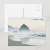 ミスティモーニングキャノンビーチオレゴン ポストカード (正面/裏面)