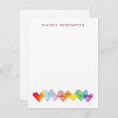 ミスティーウォーターカラーハートのオリジナルギフト ノートカード (正面/裏面)