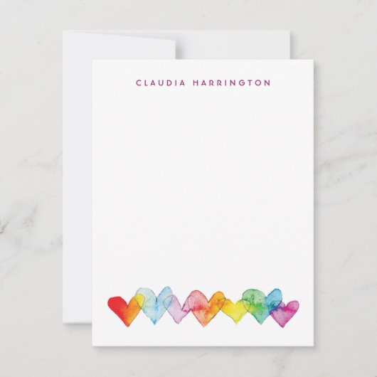 ミスティーウォーターカラーハートの特別なデザイン ノートカード (正面)