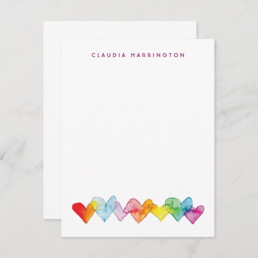 ミスティーウォーターカラーハートの特別なデザイン ノートカード (正面/裏面)