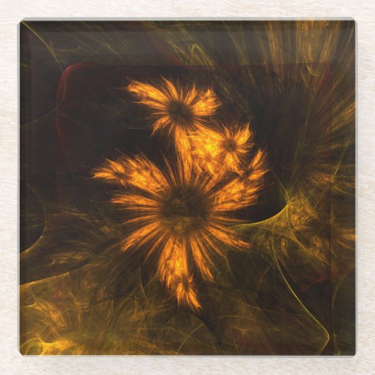 ミスティークガーデン抽象芸術アート ガラスコースター (正面)