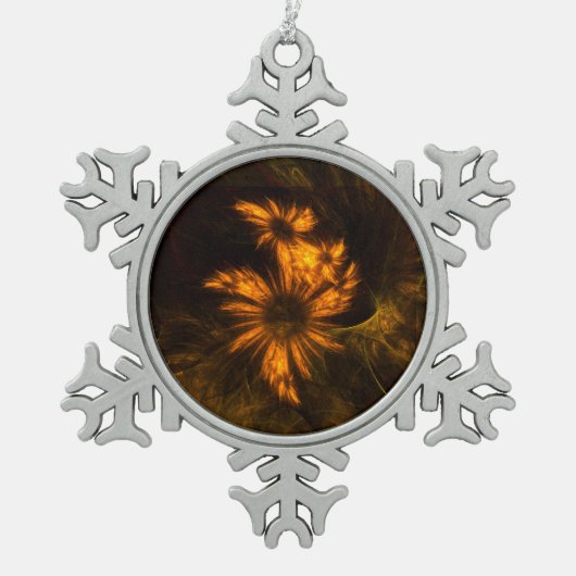 ミスティークガーデン抽象芸術アート スノーフレークピューターオーナメント (正面)