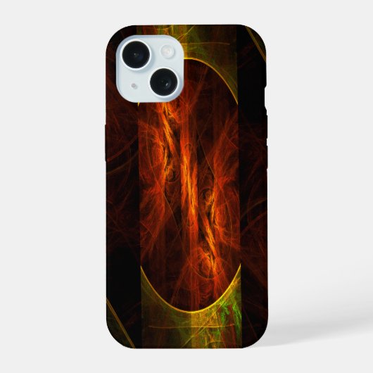 ミスティークジャングル抽象芸術アート iPhone 15ケース (裏面)