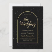 ミスティーク・ブラック・金ゴールド・スター結婚リー・ナイト 招待状 (正面)