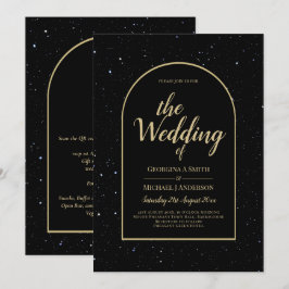 ミスティーク・ブラック・金ゴールド・スター結婚リー・ナイト 招待状