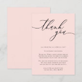 ミスティーローズピンクのカリグラフィーカスタムフォトサンキュ エンクロージャーカード (正面/裏面)