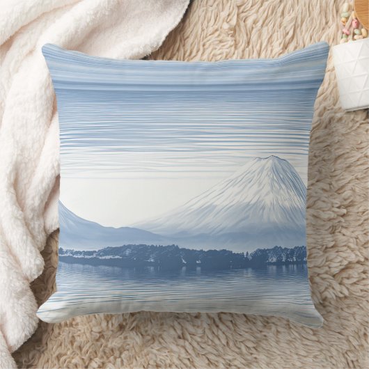 ミスティー・ピークス - 水彩画の山の風景 クッション (ブランケット)