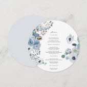 ミスティー・ブルーズ・ローズ・アネモネ・サークル・メニューカード 招待状 (正面/裏面)