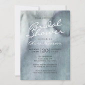 ミスティー ブルー グレー 海 オーシャン ウォーターカラー ブライダル シャワー 招待状 (正面)